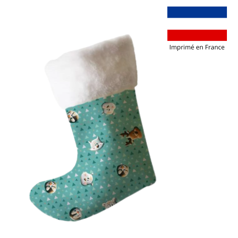 Chaussette de noël animaux du froid renne + Fausse fourrure - Création Stillistic - Personnalisable