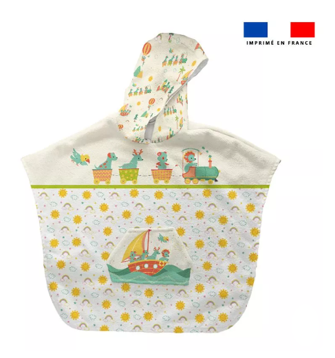 Poncho de bain motif animaux en vacances - Personnalisable