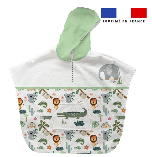 Poncho de bain motif animaux de la savane - personnalisable