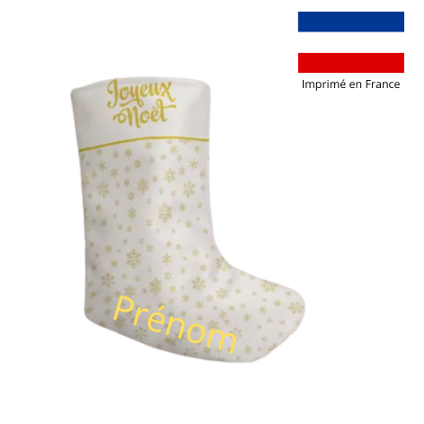 Chaussette de noël motif flocon doré - personnalisable