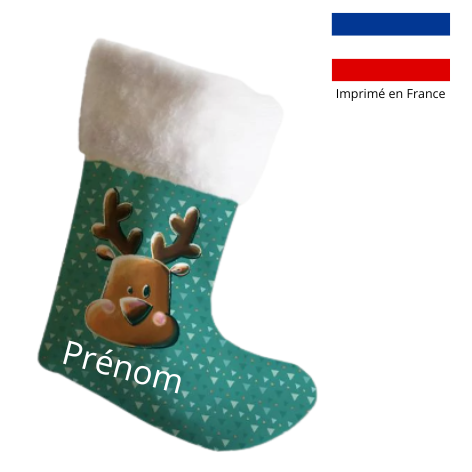 Chaussette de noël animaux du froid renne + Fausse fourrure - Création Stillistic - Personnalisable