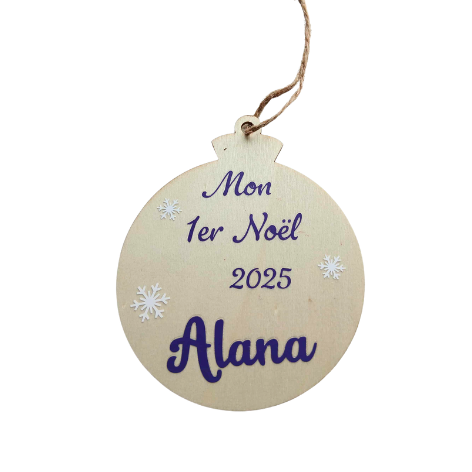 Décoration de sapin en bois "mon 1er Noël " flocons