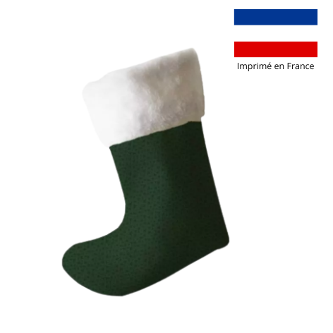 Chaussette de noël motif ours Christmas + Fausse fourrure - Création Stillistic - Personnalisable
