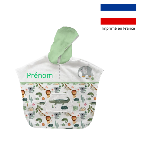 Poncho de bain motif animaux de la savane - personnalisable