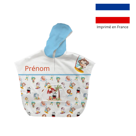 Poncho de bain motif animaux d'été - personnalisable