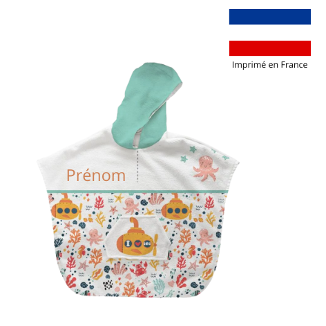 Poncho de bain motif animaux de l'océan - personnalisable