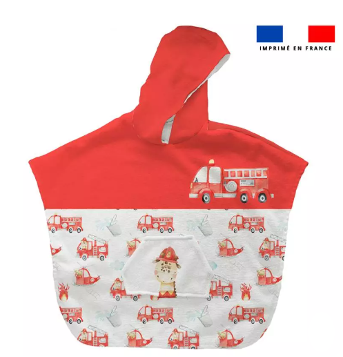 Poncho de bain motif animaux pompier - personnalisable
