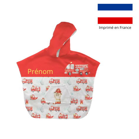 Poncho de bain motif animaux pompier - personnalisable