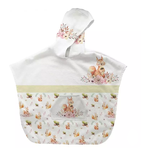 Poncho de bain motif animaux de la forêt - personnalisable