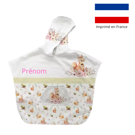 Poncho de bain motif animaux de la forêt - personnalisable