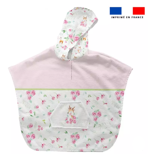 Poncho de bain motif biche aquarelle - personnalisable