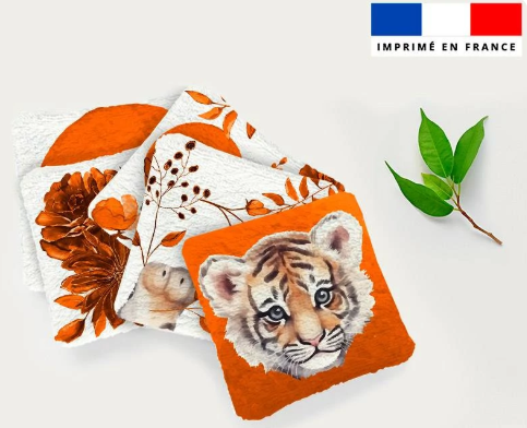 Lingettes lavables motif tigre aquarelle x 6