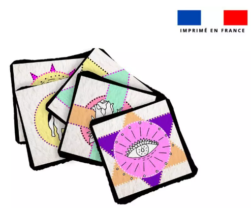 Lingettes lavables motif talismans x 6 - Création Lili Bambou Design