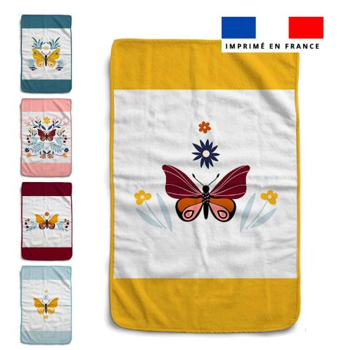 Lot de 5 essuie-mains en éponge motif papillon