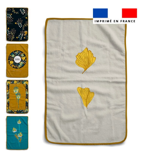 Lot de 5 essuie-mains en éponge motif fleur bohème