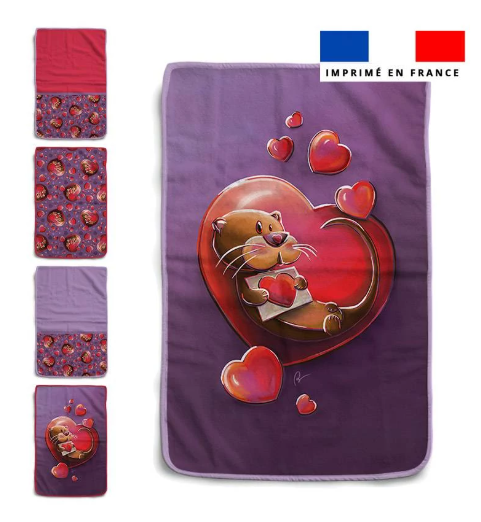 Lot de 5 essuie-mains en éponge motif loutre et coeurs - Création Stillistic
