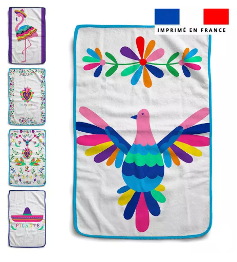 Lot de 5 essuie-mains en éponge motif mexico