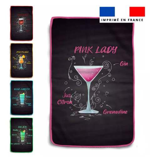 Lot de 5 essuie-mains en éponge motif cocktail
